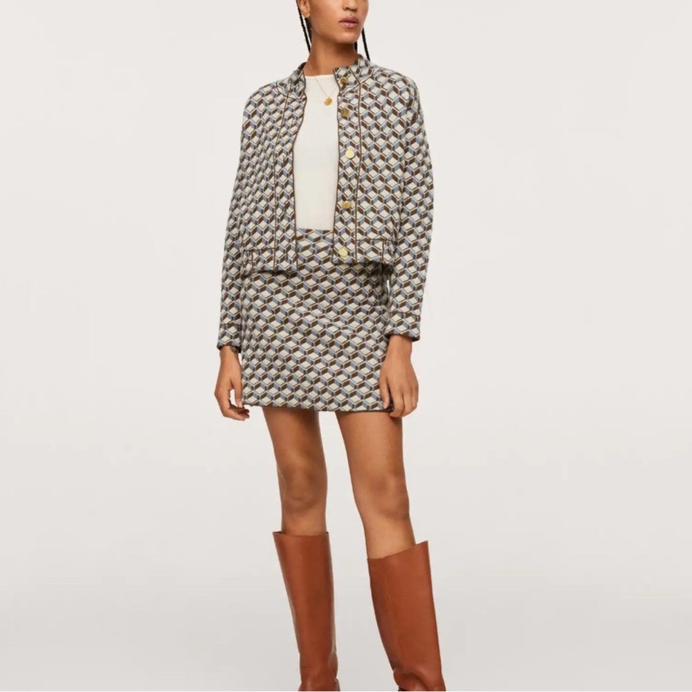 NWT Mango Geometric Knit Mini Skirt Size M